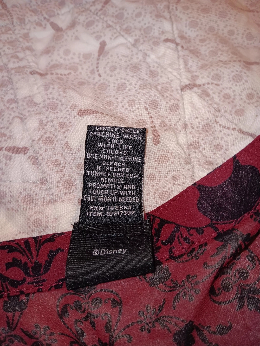 Disney Burgundy Floral Print Button-Front Long Sleeve Sheer Dress - Picture 5 of 11